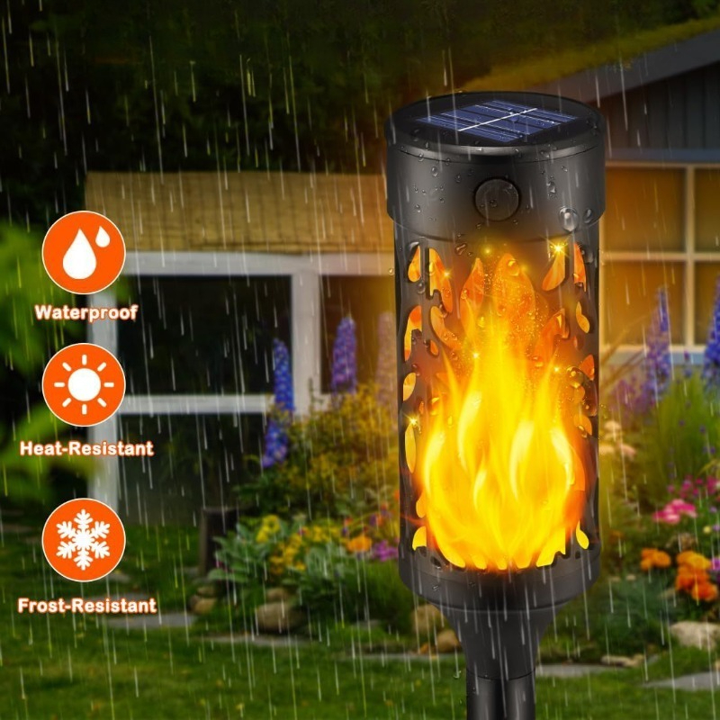 Outdoor Lighting Year Round - New Round Solar Flame Lamp Outdoor
