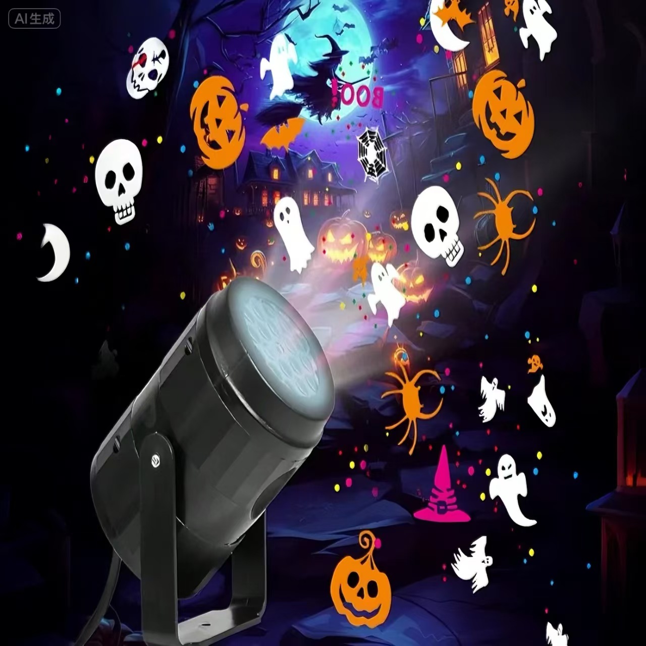 Xmas Outdoor Lighting Decorations - HalloweenLED Snowflake Projector Light USB Rotating