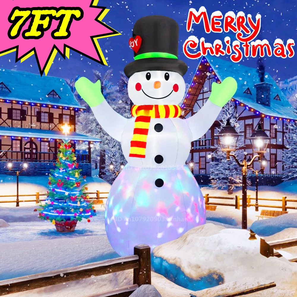Xmas Outdoor Lighting Decorations - 2.2M/7FT Christmas Inflatable Green Glove Snowman