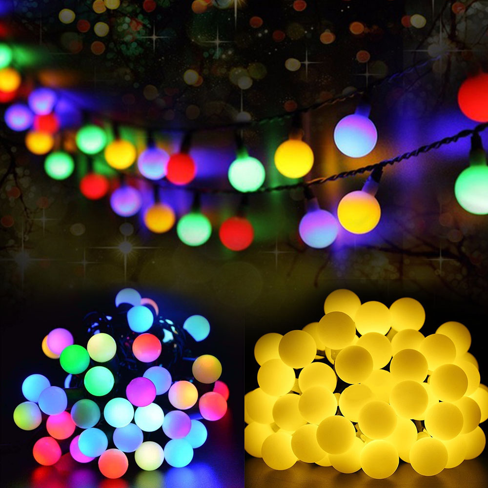 Xmas Outdoor Lighting Decorations - Multicolor 50Leds Solar Light Series Waterproof