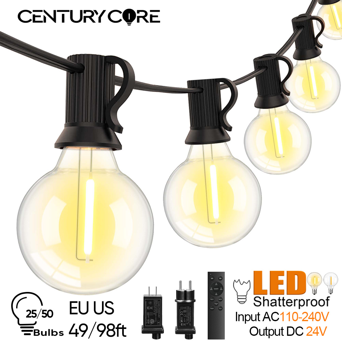 Outdoor Lighting Year Round - 15M 30M Led G40 String Light