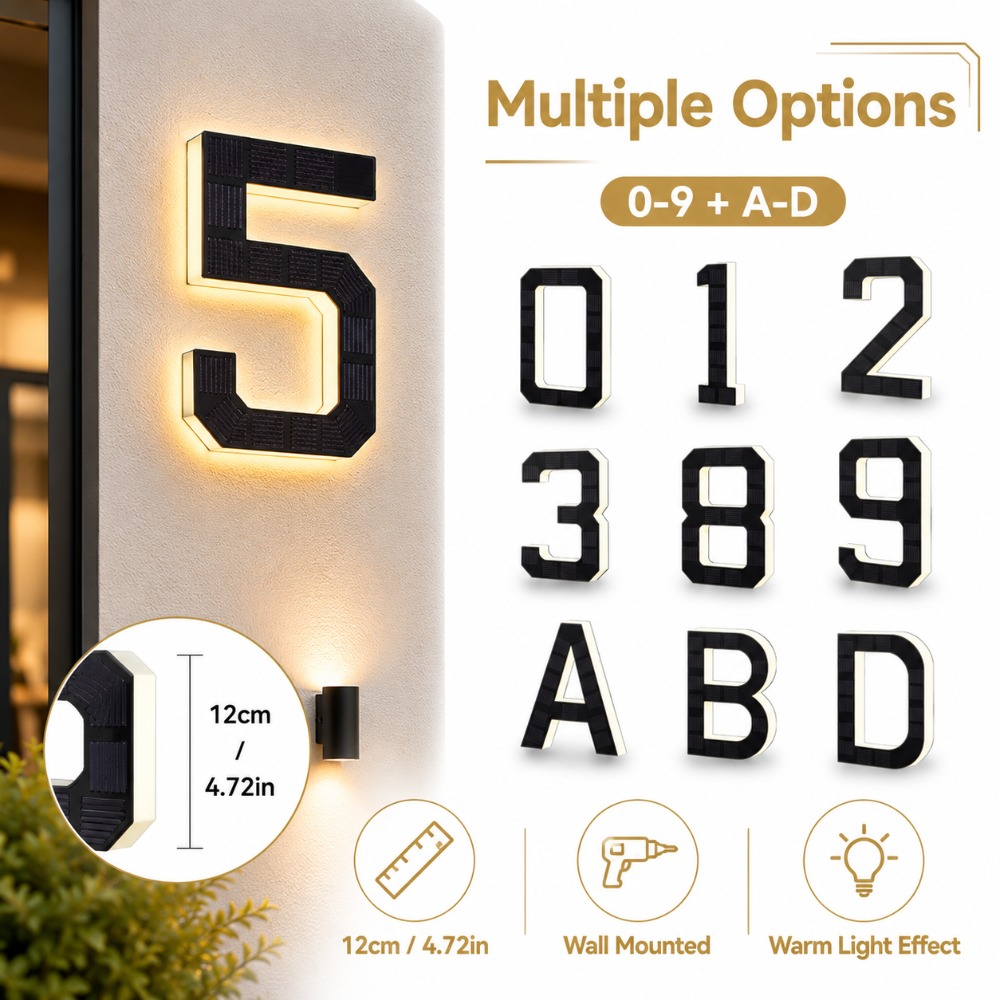 Solar LED House Number Sign Wa - Outdoor Lighting For Front Of House 评论和价格