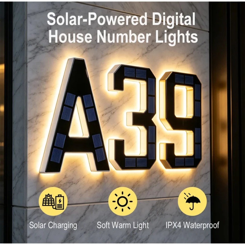 Solar LED House Number Sign Wa - Outdoor Lighting For Front Of House 评论和价格