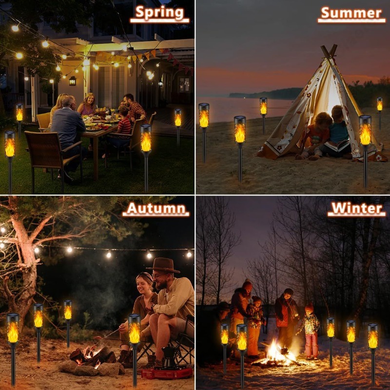 New Round Solar Flame Lamp Out - Outdoor Lighting Year Round 评论和价格