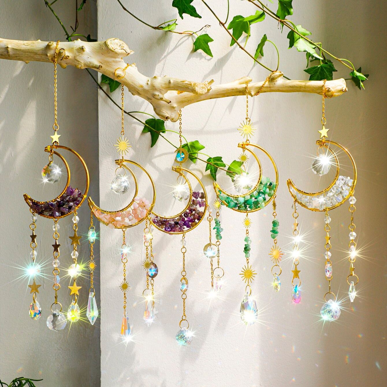Crystal  Suncatcher Moon Ameth - Xmas Outdoor Lighting Decorations 评论和价格
