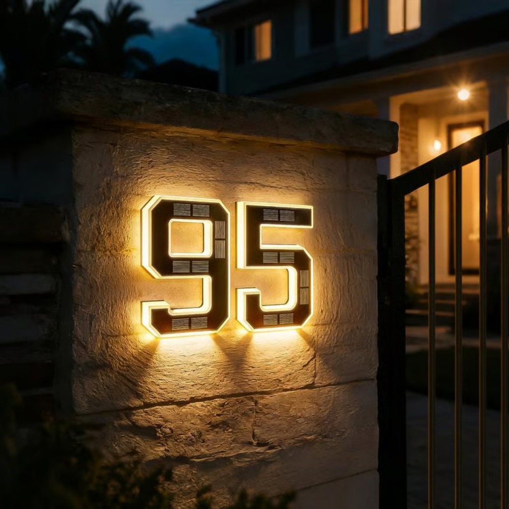 New Solar Address Sign LED Hou - Outdoor Lighting For Front Of House 评论和价格