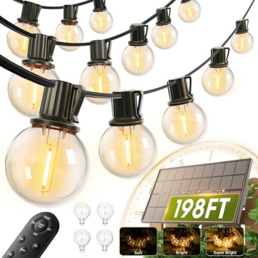 198Feet Solar String Lights Ou - Outdoor Lighting Install 评论和价格