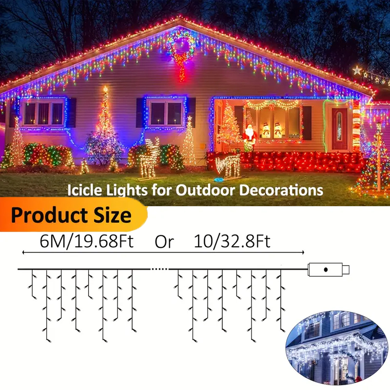 Solar Icicle Lights Outdoor Fa - Xmas Outdoor Lighting Decorations 评论和价格