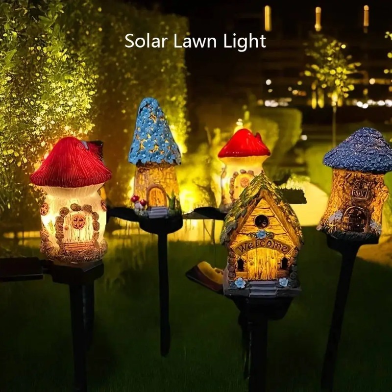 New Solar Resin Flower House L - Outdoor Lighting For Front Of House 评论和价格