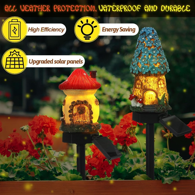 New Solar Resin Flower House L - Outdoor Lighting For Front Of House 评论和价格