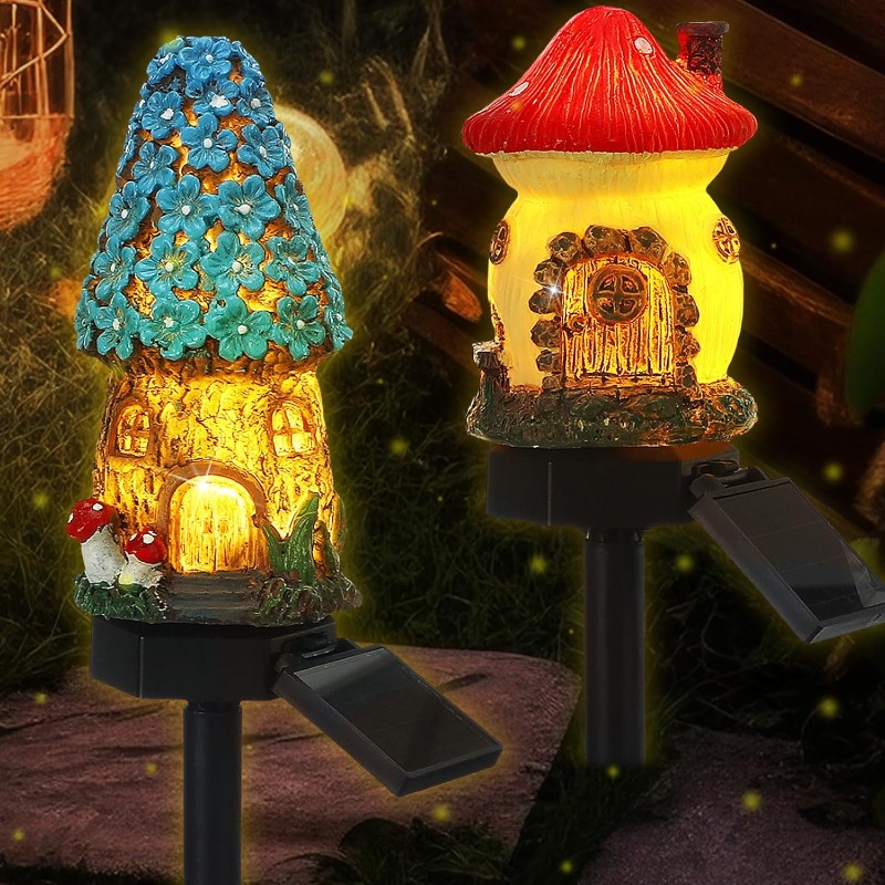 New Solar Resin Flower House L - Outdoor Lighting For Front Of House 评论和价格