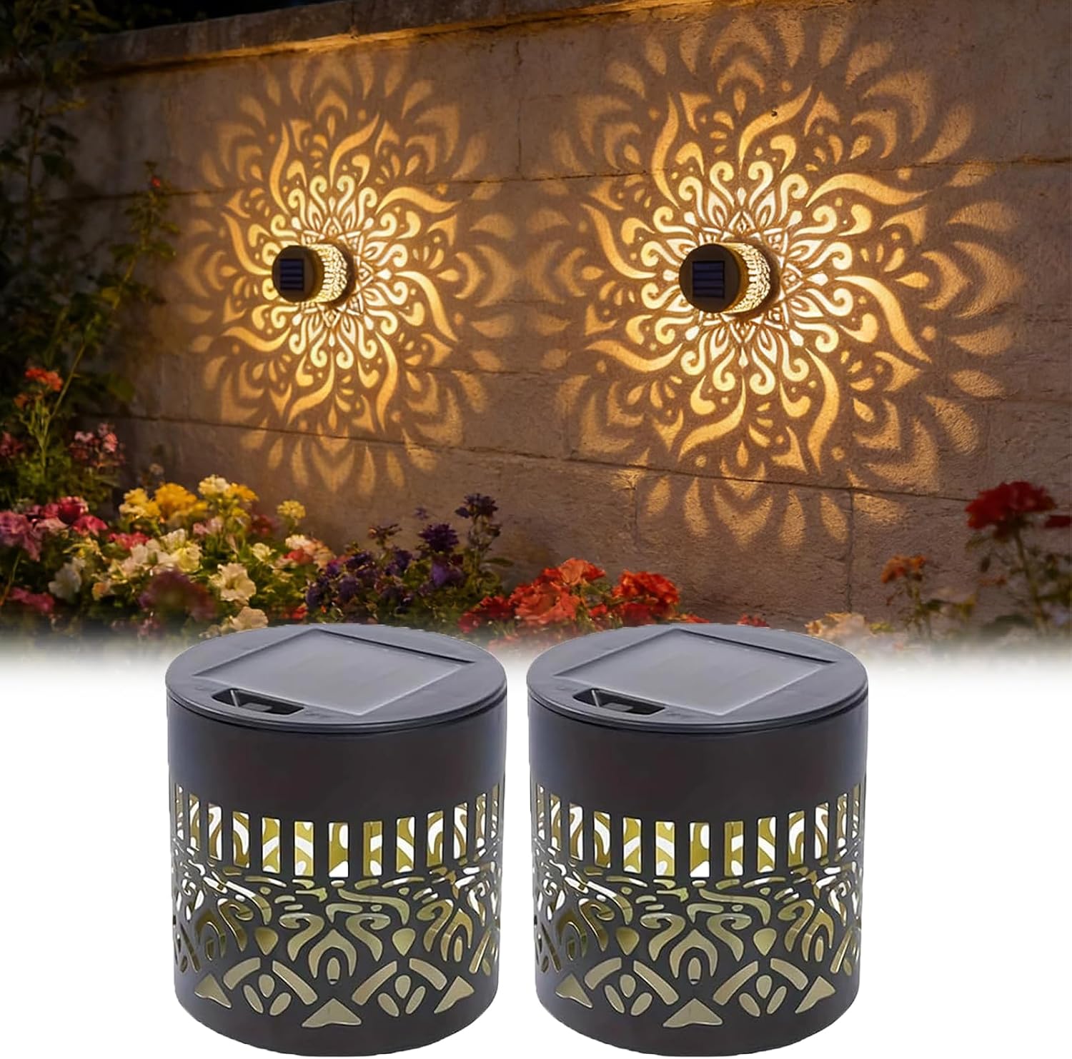 2-Pack Solar Garden Lights IP6 - Outdoor Lighting Driveway 评论和价格