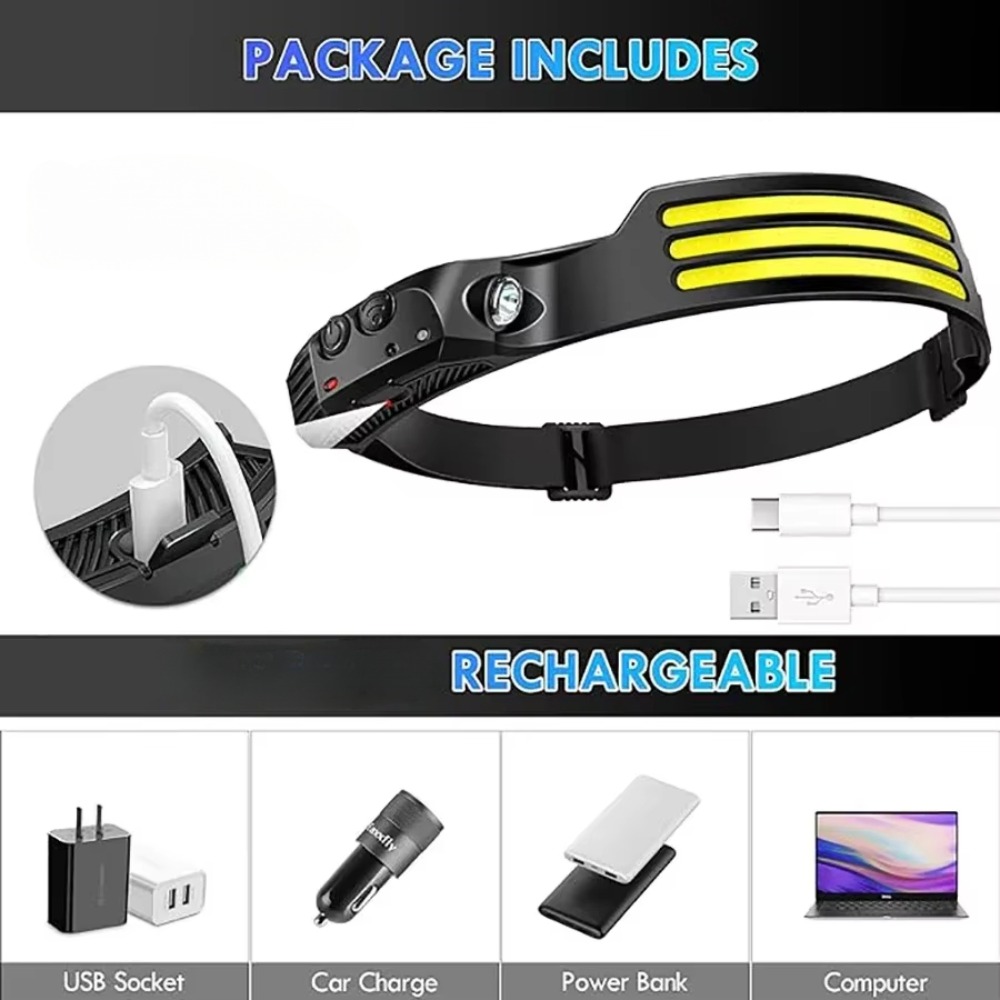 COB LED Induction Headlamp USB - Outdoor Lighting Bollards 评论和价格