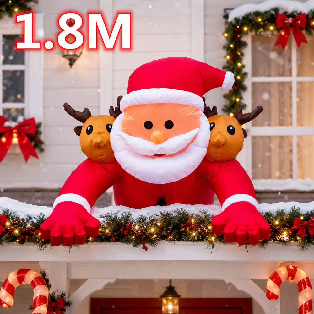 1.8M Christmas Inflatable Sant - Xmas Outdoor Lighting Decorations 评论和价格