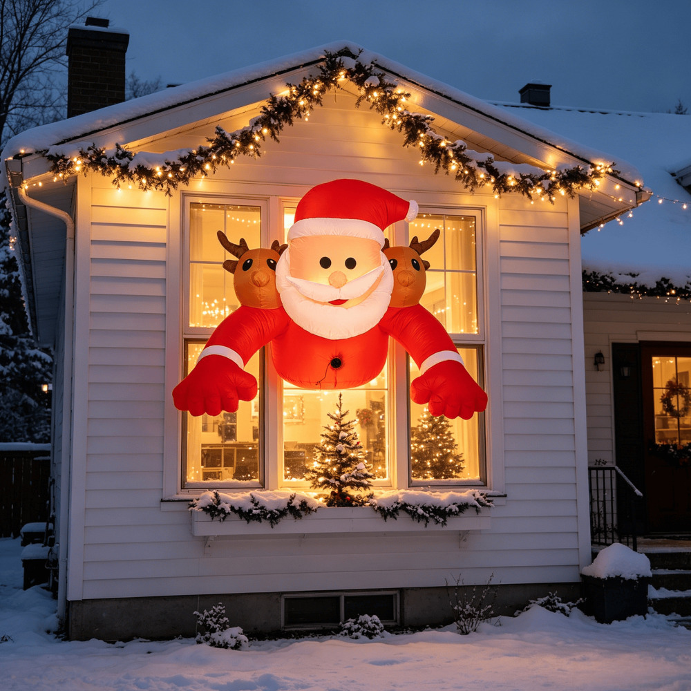 1.8M Christmas Inflatable Sant - Xmas Outdoor Lighting Decorations 评论和价格