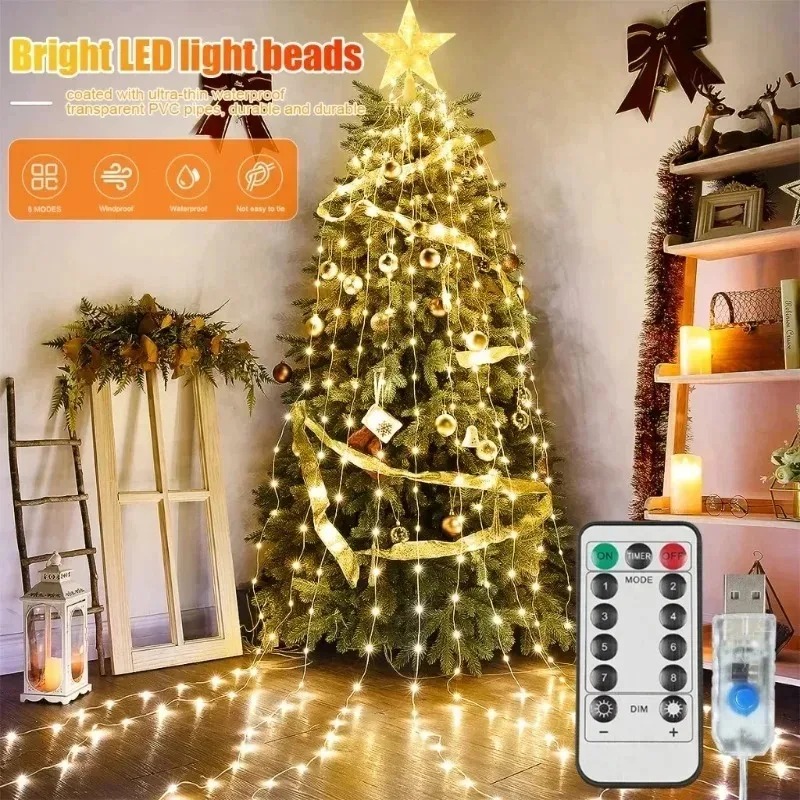 USB Powered 200LED Star Waterf - Xmas Outdoor Lighting Decorations 评论和价格