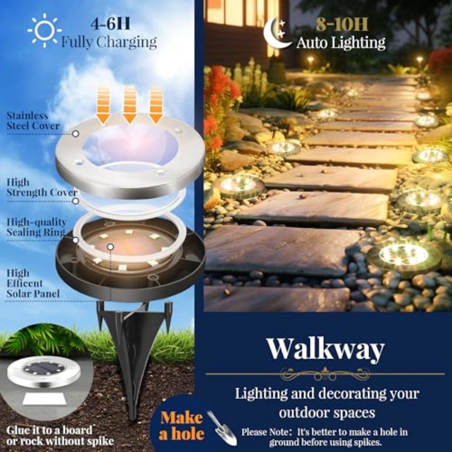 Solar Ground Lights Solar Ligh - Outdoor Lighting Driveway 评论和价格